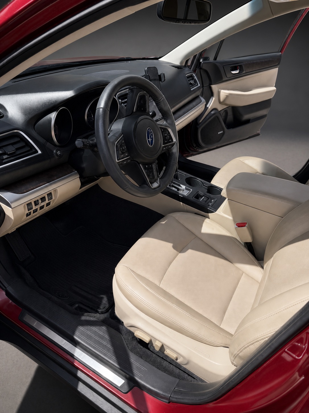 The same Subaru driver area after the interior detail
